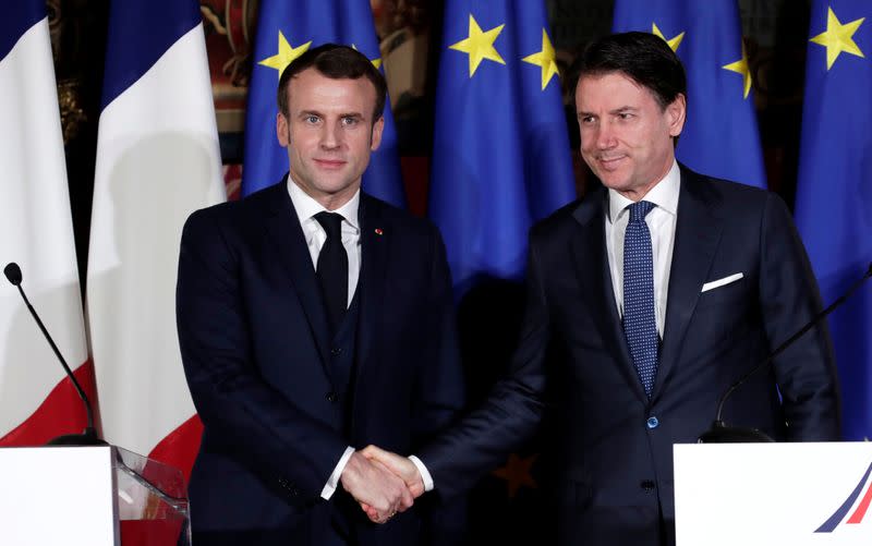 Italian PM Giuseppe Conte hosts French President Emmanuel Macron for a one day Italo-Franco summit in Naples