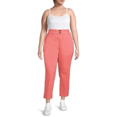 A high-waisted pair of cotton-blend pants