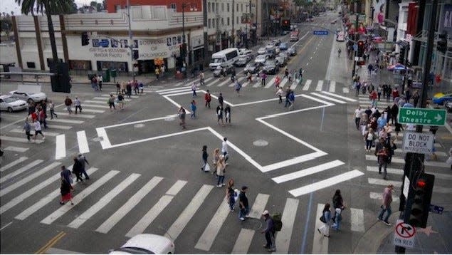 A "scramble crossing" in Los Angeles.