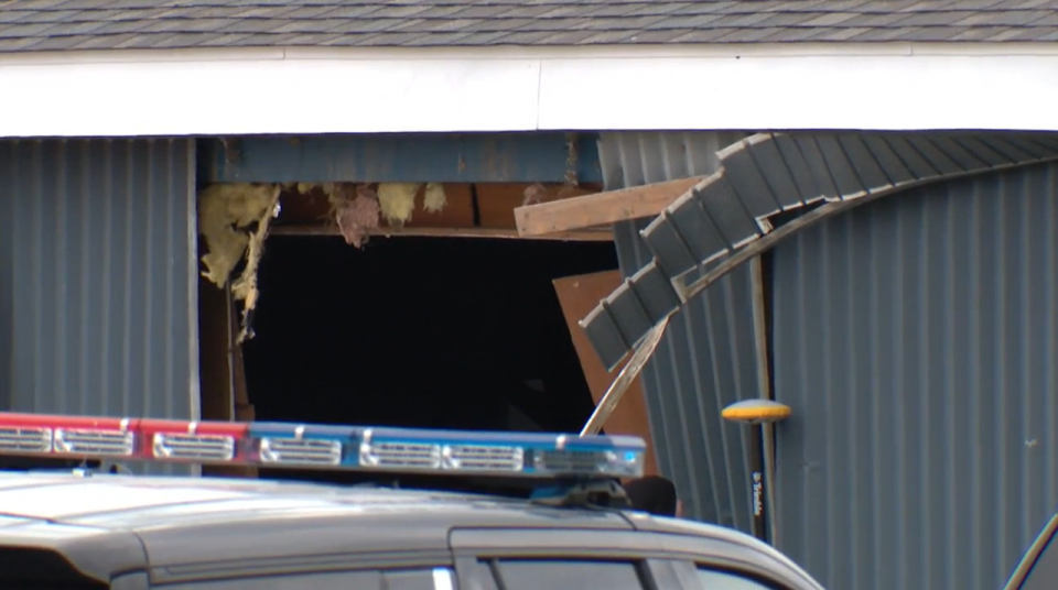 Close-up shot of wrecked boat club