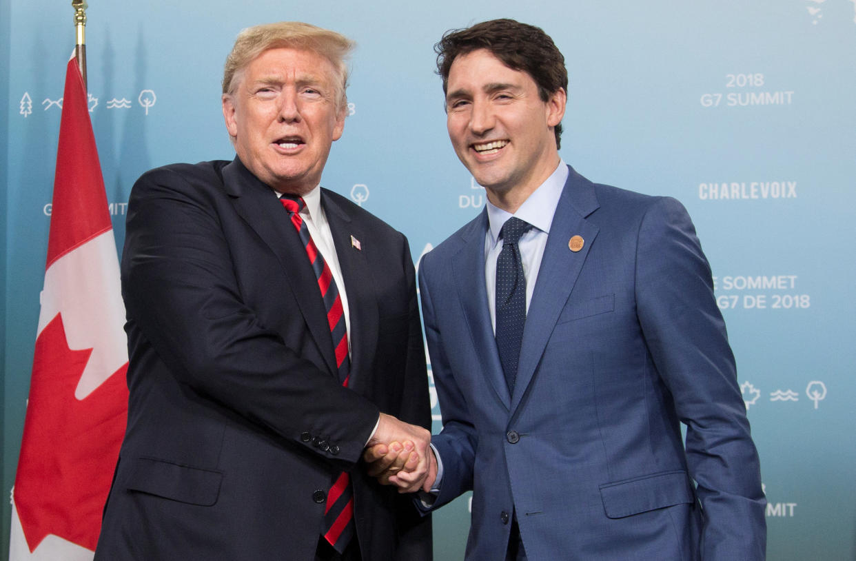 President Donald Trump shakes hands with Canadian Prime Minister Justin Trudeau at a summit earlier this year. (Photo: Christinne Muschi / Reuters)