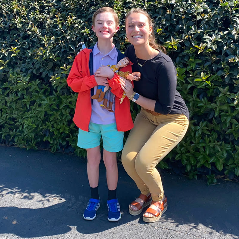 annah Land visited Landon at home to help him get set up for standardized testing. (Krystal Gurganus)