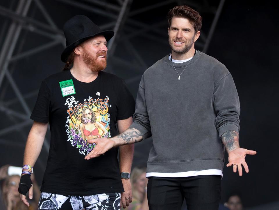 Comedian Keith Lemon and Joel Dommett in Pangbourne, Berkshire (PA)