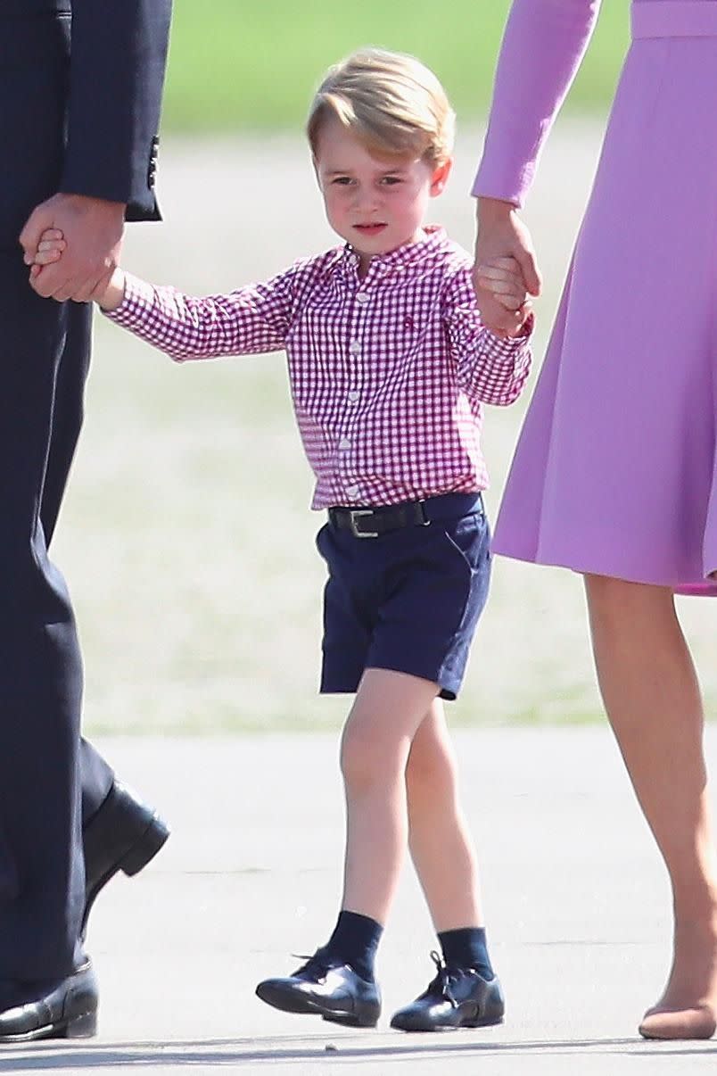 Adorable! Prince George hits the tarmac with a helicopter inspection in his sights! Photo: Getty