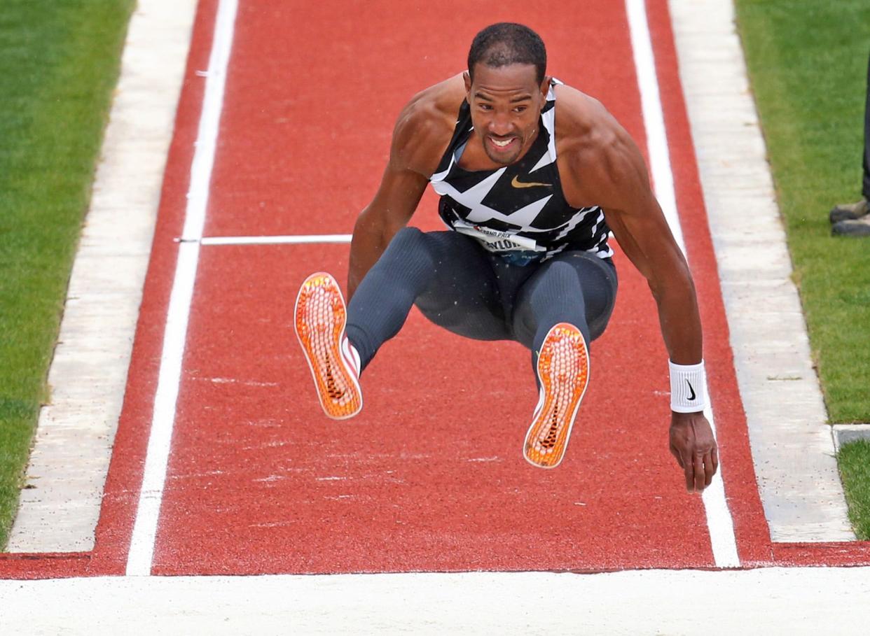 Christian Taylor competes in the men’s triple jump during the USATF Grand Prix at Hayward Field in 2021. The former University of Florida athlete, who trains in Jacksonville, is among the athletes with area ties at this month's world championships.