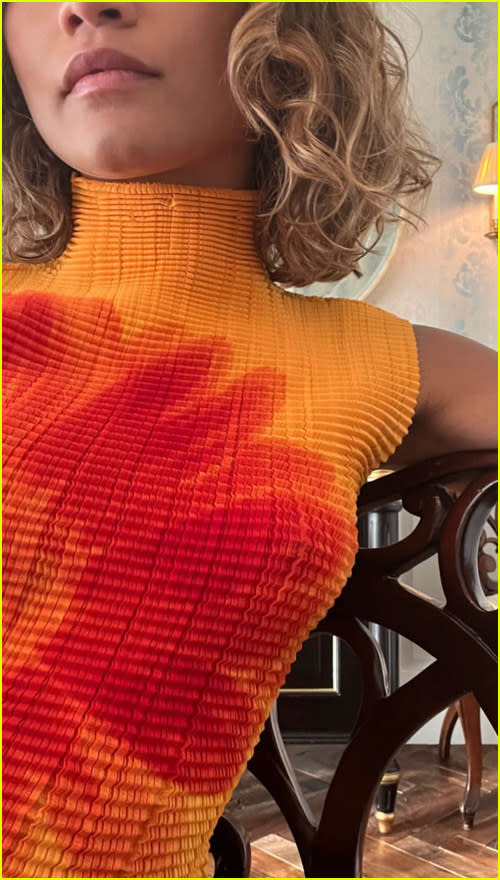 closeup of zendaya with short curly hair