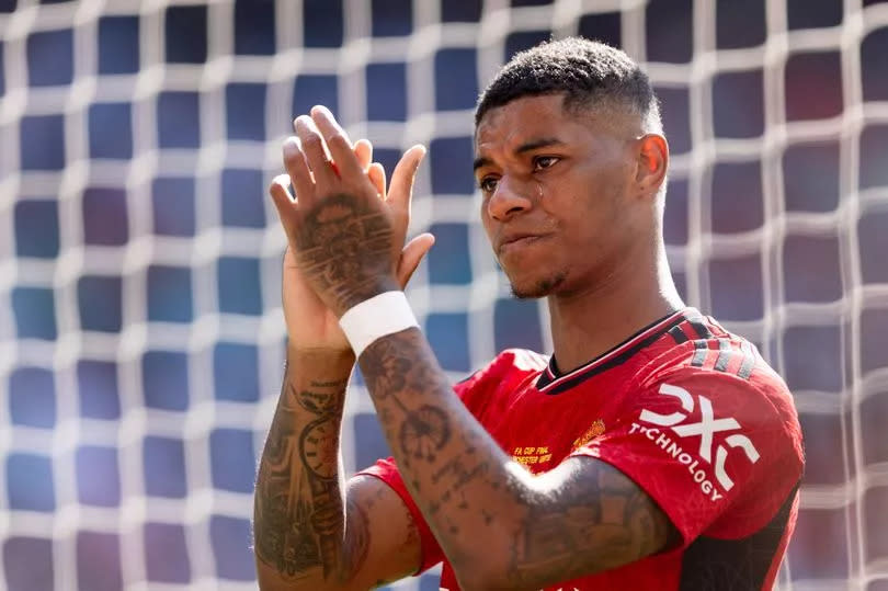 Marcus Rashford of Manchester United applauds the fans