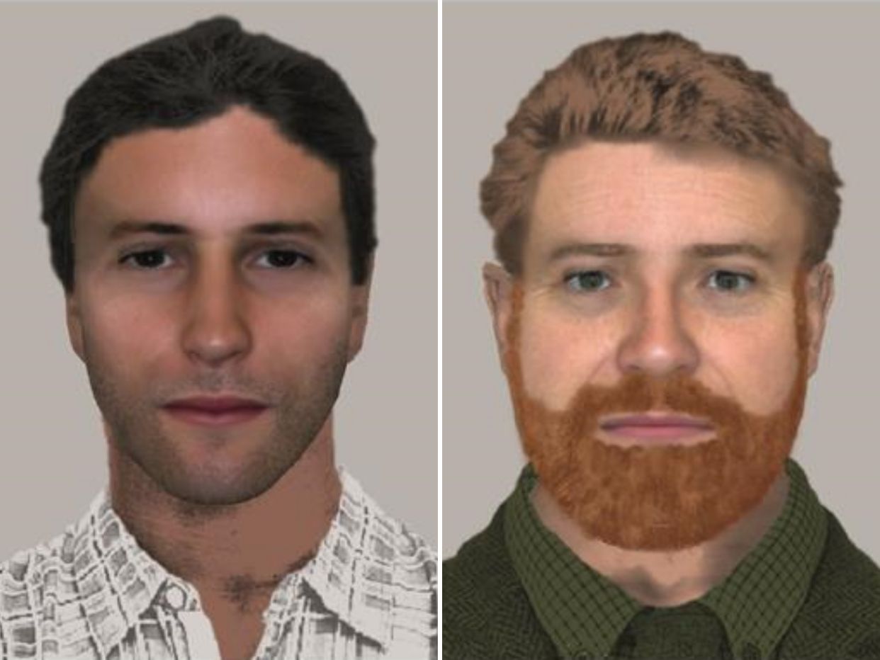 Police have released e-fit images of two men they would like to speak to about the alleged gang rape of a 17-year-old girl at Strathmore Hotel in Plymouth, Devon, in 1978: Devon and Cornwall Police