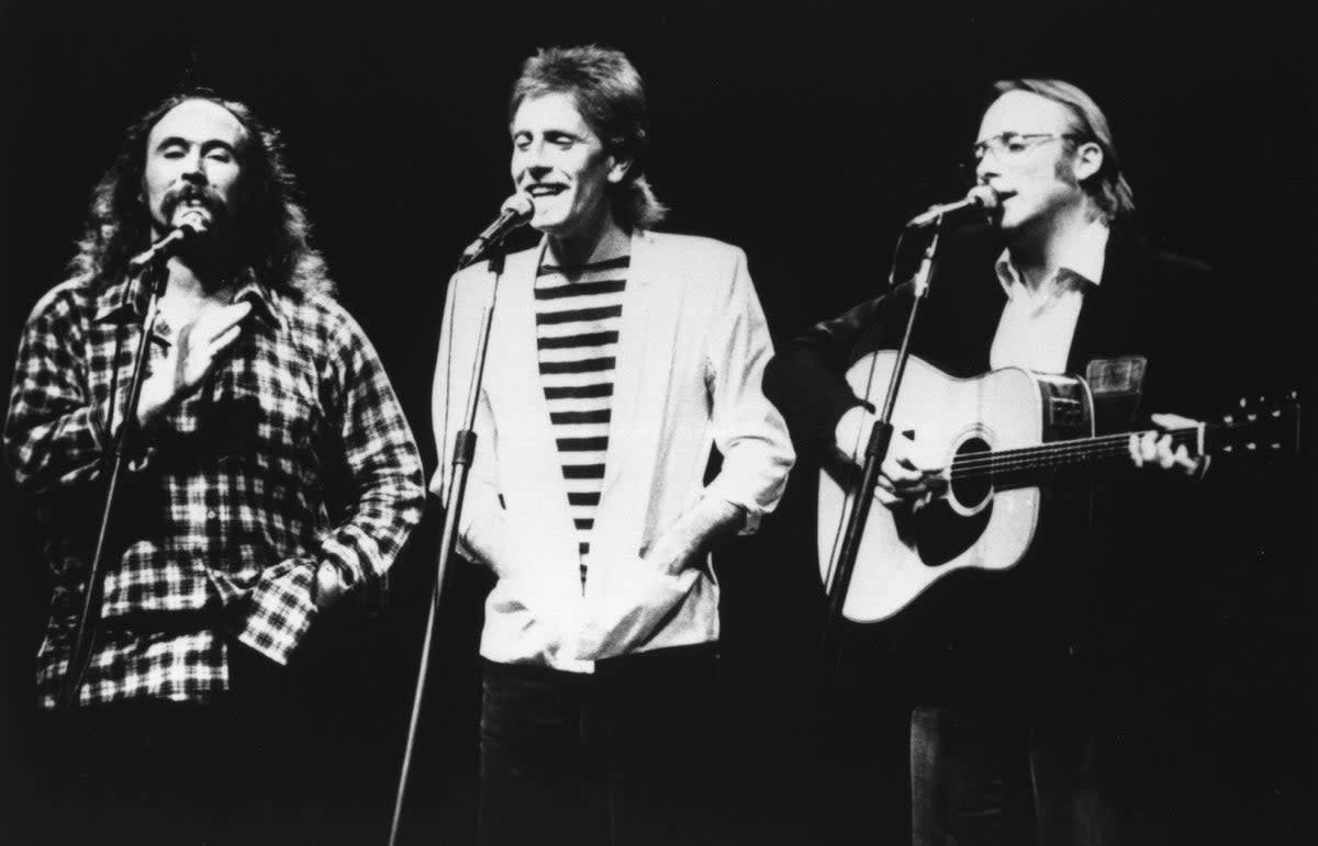 From left, Crosby, Nash and Stills in 1983 (Keystone/Getty Images)