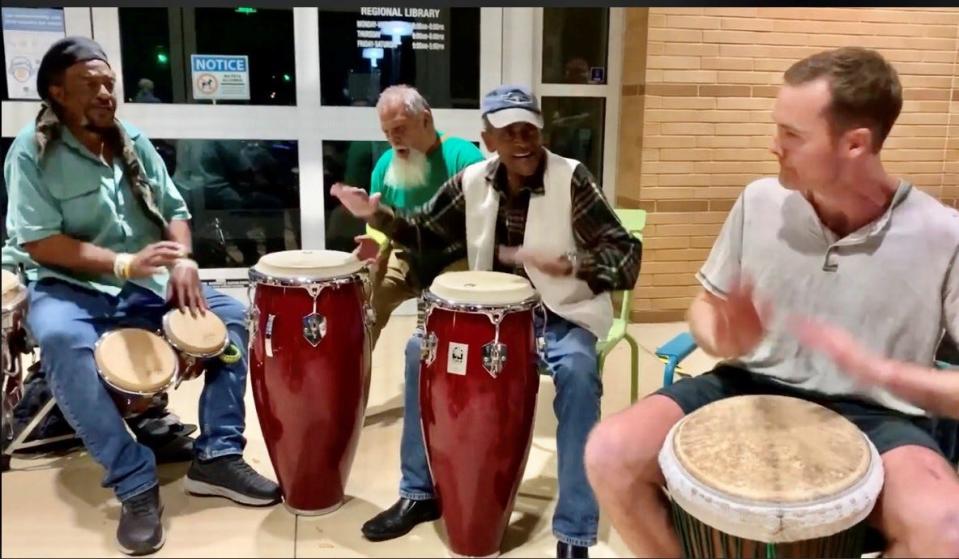 After spending two years at the downtown Fort Myers library (pictured), the Fort Myers Drum Circle returned to Centennial Park this month.