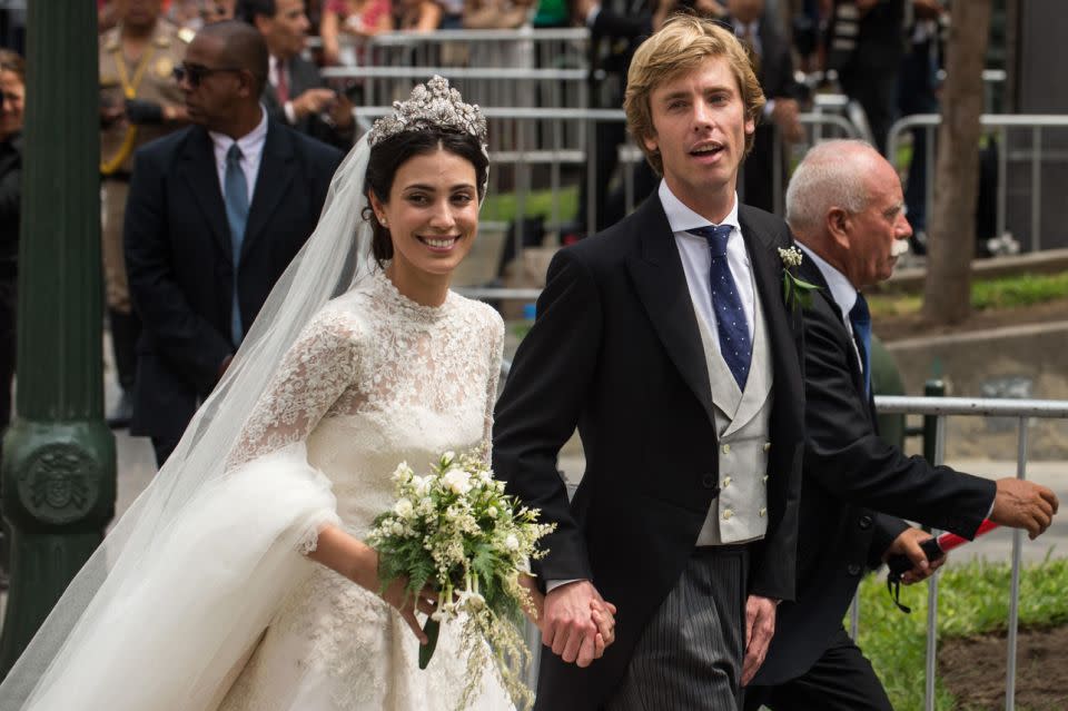 Many gathered in Lima, Peru yesterday afternoon to celebrate the nuptials of Prince Christian of Hanover and his bride Alessandra de Osma. Source: Getty