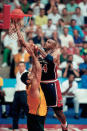 BARCELONA, SPAIN - 1992: Charles Barkley #4 of the United States National Team attempts a layup during the1992 Summer Olympics in Barcelona, Spain.