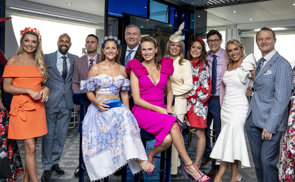 Channel 10's talent, pictured here at Flemington for the Melbourne Cup.