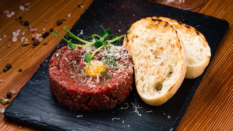 steak tartare and crostini