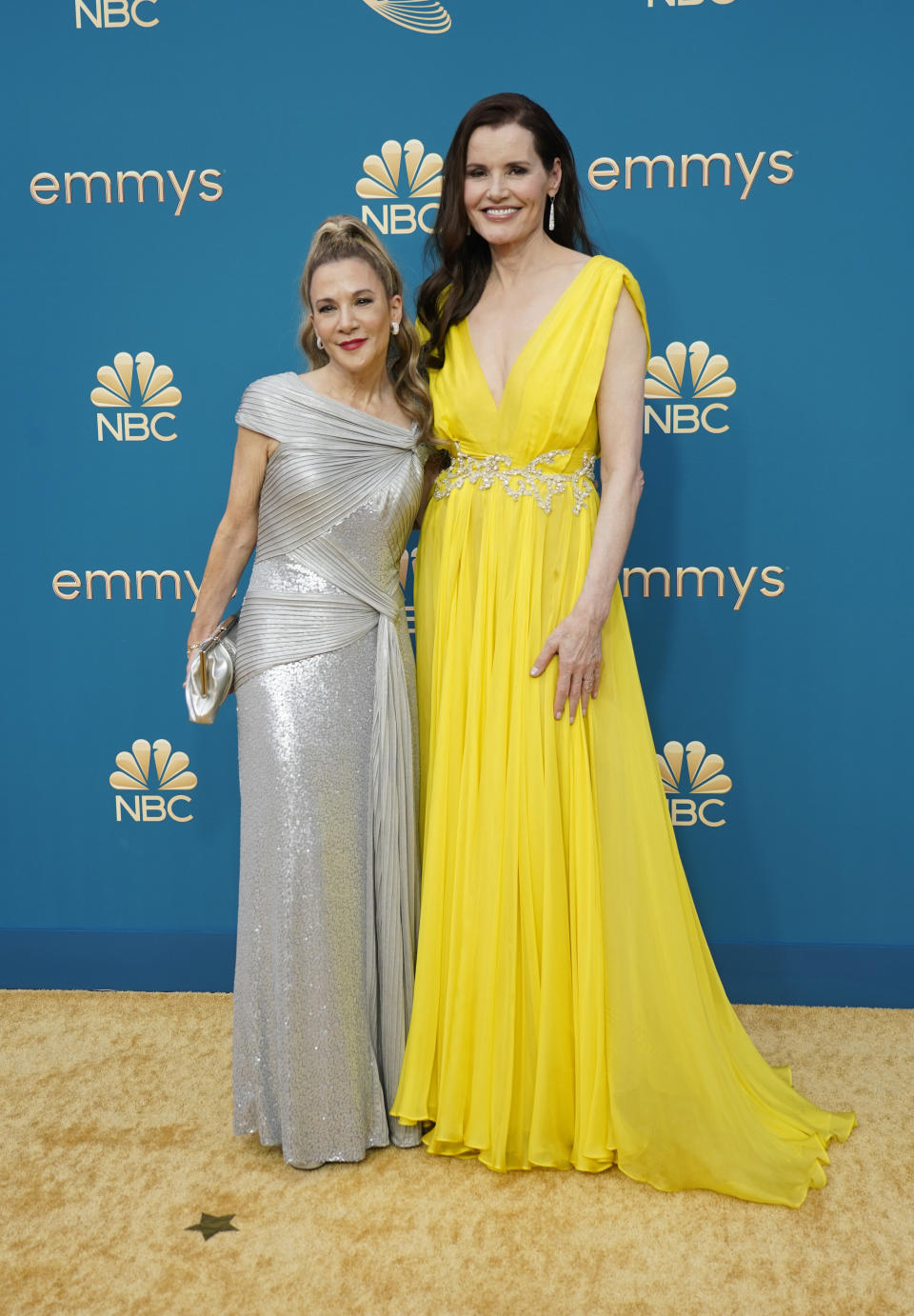 Madeline Di Nonno, left, and Geena Davis arrive at the 74th Primetime Emmy Awards on Monday, Sept. 12, 2022, at the Microsoft Theater in Los Angeles. (AP Photo/Jae C. Hong)