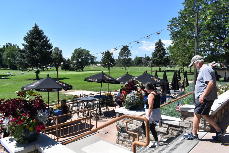 C.B. & Potts' two-tiered patio overlooks Fort Collins' Collindale Golf Course.