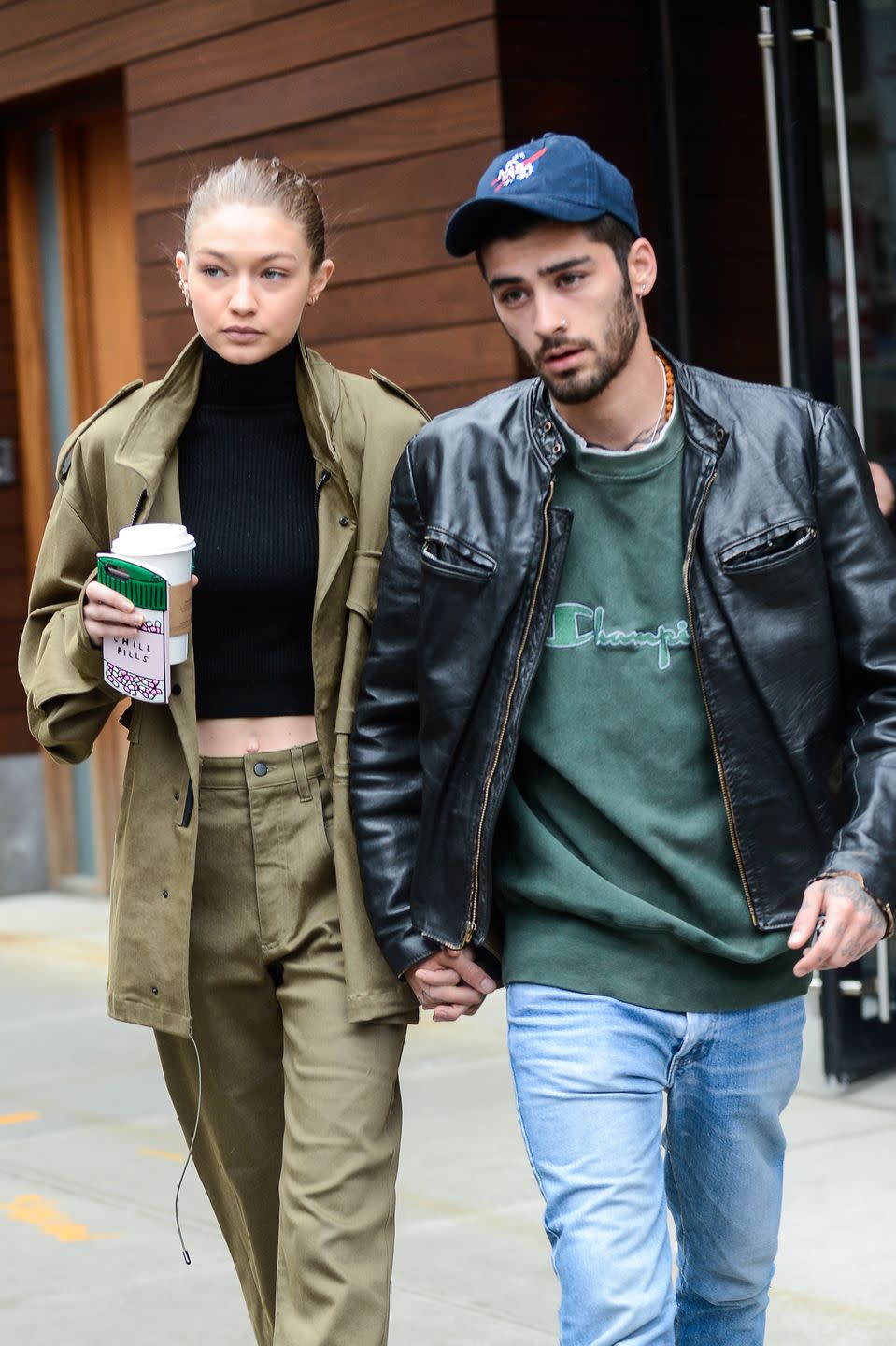 new york, ny april 25 model gigi hadid l and singer zayn malik leave their apartment on april 25, 2017 in new york city photo by ray tamarragc images