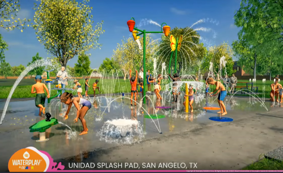 A computer-simulated depiction of what the completed Unidad splash pad would look like. Image courtesy of the City of San Angelo.