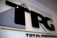 The logo of Australia's TPG Telecom Ltd can be seen in the reception area of their head office in Sydney, Australia