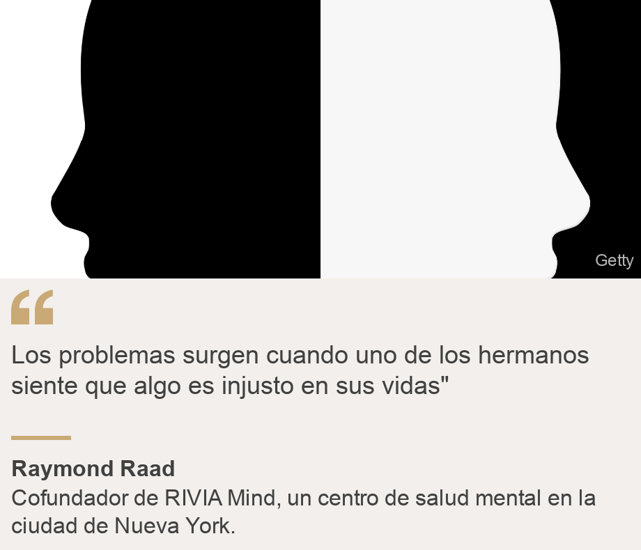 "Los problemas surgen cuando uno de los hermanos siente que algo es injusto en sus vidas"", Source: Raymond Raad, Source description: Cofundador de RIVIA Mind, un centro de salud mental en la ciudad de Nueva York., Image: Sombras de una mujer y un hombre 