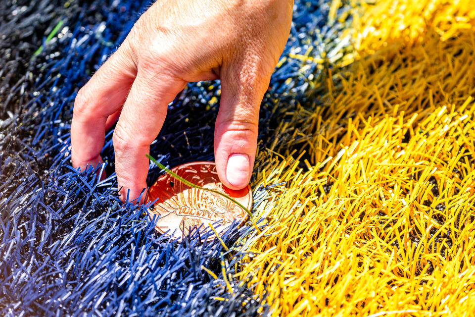 ASHLAND, VA - MAY 26: The coin flip came up heads prior to the Division III Women's Lacrosse Championship held at Randolph-Macon College Day Field on May 26, 2019 in Ashland, Virginia. (Photo by Keith Lucas/NCAA Photos via Getty Images)