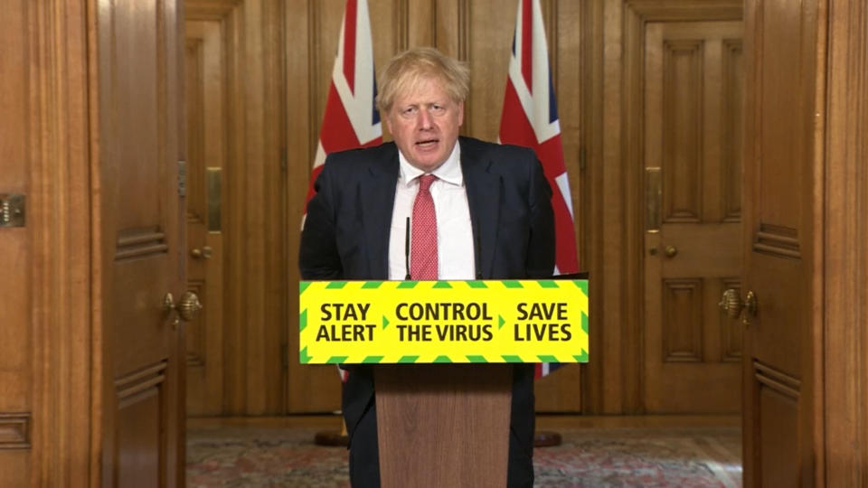 Screen grab of Prime Minister Boris Johnson during a media briefing in Downing Street, London, on coronavirus (COVID-19).