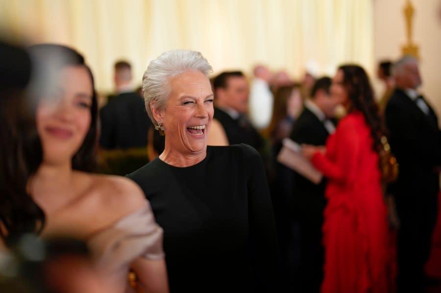 Jamie Lee Curtis arrives at the Oscars on Sunday, March 10, 2024, at the Dolby Theatre in Los Angeles. (AP Photo/John Locher)