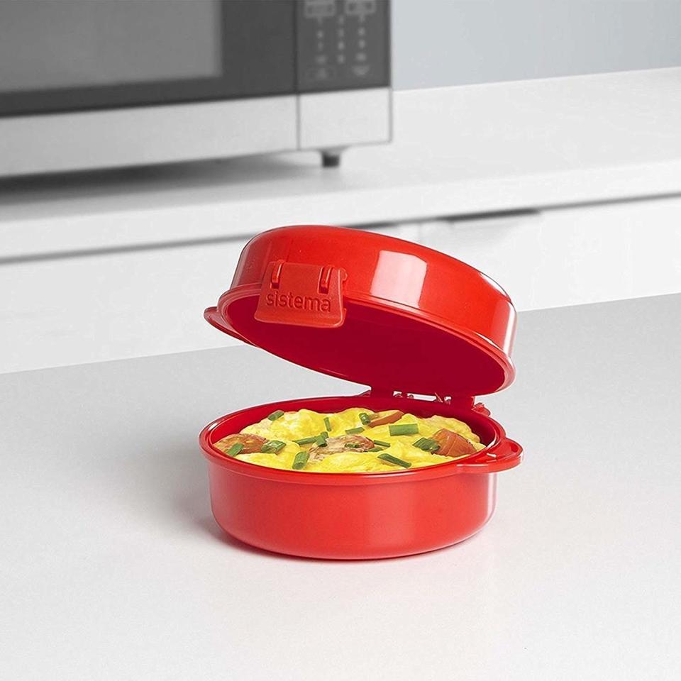 Make poached eggs, scrambled eggs, or even mini omelets with the <a href="https://www.amazon.com/Sistema-Microwave-Cookware-Easy-Eggs/dp/B013KOPSRM/"><strong>Sistema Microwave Cookware Easy Eggs</strong>﻿</a>.