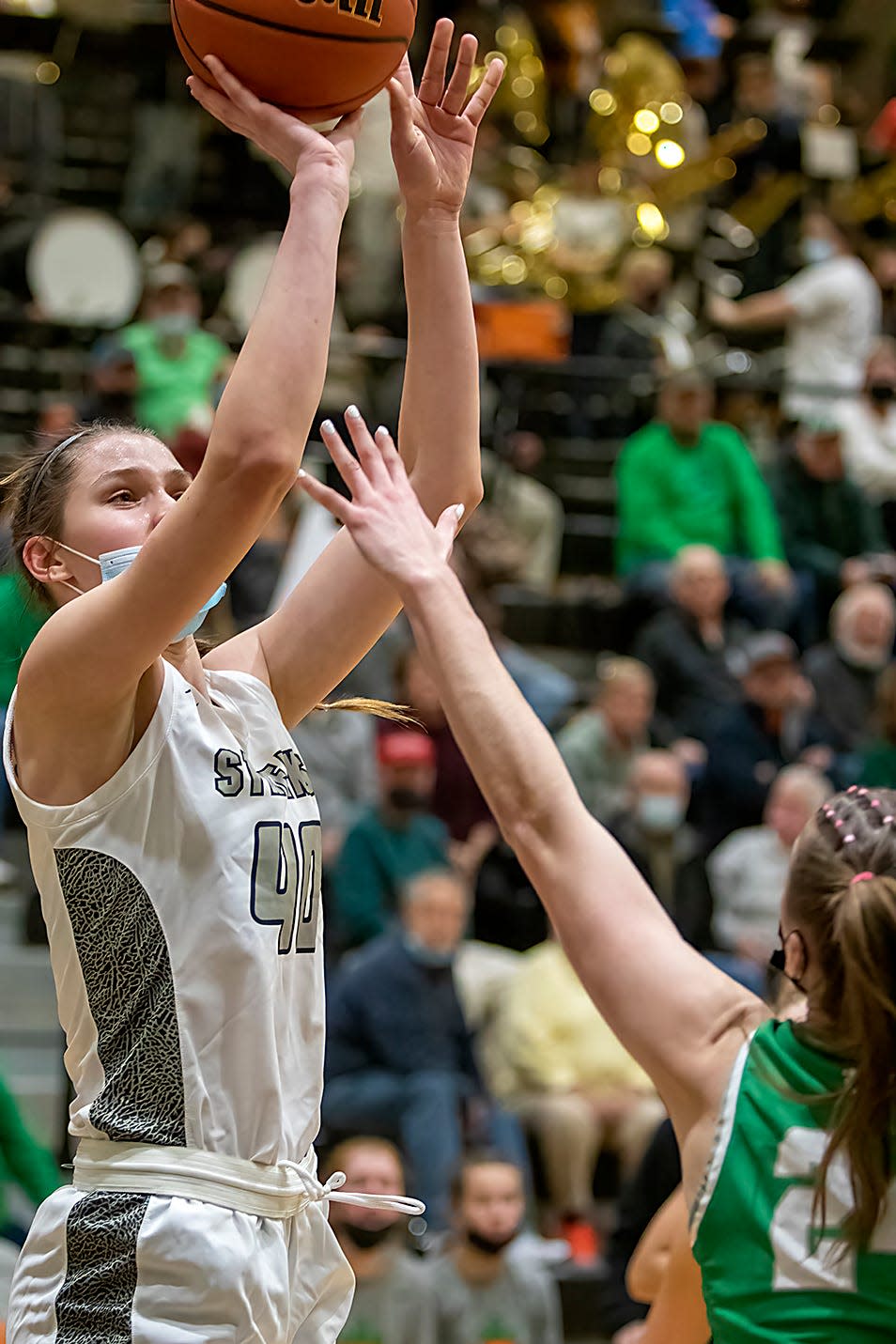 Galesburg senior Abby Davidson puts up a shot in Western Big 6 action against Geneseo on Thursday, Jan. 20, 2022 at John Thiel Gymnasium.