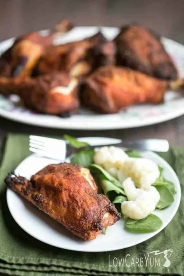 <p><a href="https://lowcarbyum.com/crispy-oven-baked-chicken-legs/" rel="nofollow noopener" target="_blank" data-ylk="slk:Low Carb Yum;elm:context_link;itc:0;sec:content-canvas" class="link ">Low Carb Yum</a></p><p>Try these easy crispy oven-baked chicken legs for a quickly prepared weeknight meal. Just coat the pieces with seasonings and put them in the oven.</p><p><strong>Get the recipe: <a href="https://lowcarbyum.com/crispy-oven-baked-chicken-legs/" rel="nofollow noopener" target="_blank" data-ylk="slk:Crispy Baked Chicken Drumsticks and Thighs;elm:context_link;itc:0;sec:content-canvas" class="link ">Crispy Baked Chicken Drumsticks and Thighs</a></strong></p>