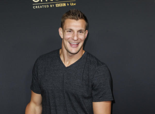 October 11, 2015: New England Patriots tight end Rob Gronkowski #87 during  an NFL football game between the New England Patriots and the Dallas  Cowboys at AT&T Stadium in Arlington, TX New