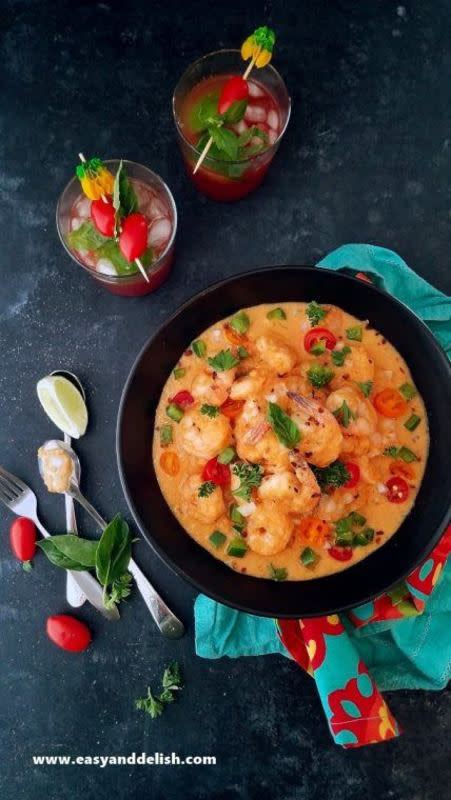 <p>Easy and Delish</p><p>Ensopado de Camarão is a One-Pot Brazilian Shrimp Stew made with sautéed vegetables and shrimp cooked in a flavorful coconut sauce in less than 30 minutes. Serve over rice and enjoy a hearty yet tasty meal! </p><p><strong>Get the Recipe: <a href="https://www.easyanddelish.com/one-pot-brazilian-shrimp-stew/" rel="nofollow noopener" target="_blank" data-ylk="slk:Ensopado de Camarão (Brazilian Shrimp Stew);elm:context_link;itc:0;sec:content-canvas" class="link rapid-noclick-resp">Ensopado de Camarão (Brazilian Shrimp Stew)</a></strong></p>