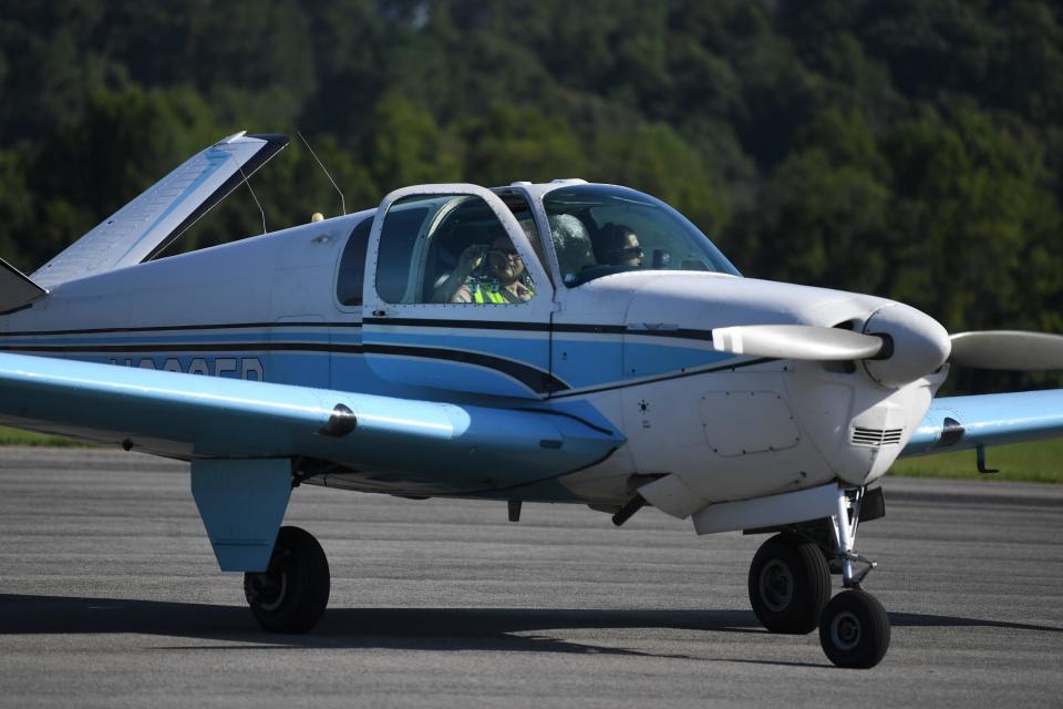 A flight arrives back at the Tuskegee NEXT “Young Eagles” rally at Downtown Island Airport, Saturday, Aug. 28, 2021. Tuskegee NEXT is a nonprofit founded by a Knoxville native and introduces disadvantaged youth to aviation careers.