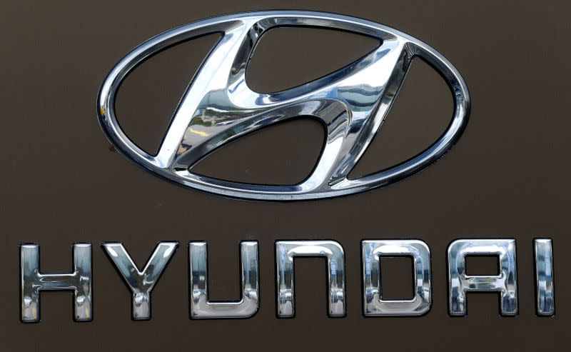 FILE PHOTO: Logo of South Korean car manufacturer Hyundai is seen in Dietlikon