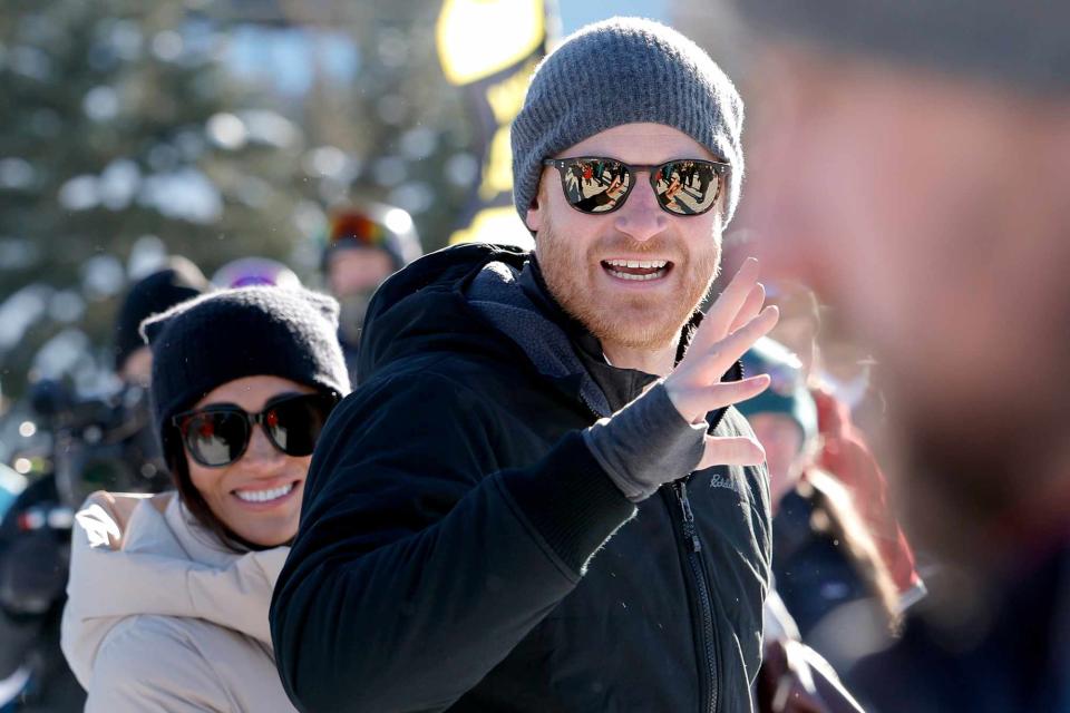 <p>Andrew Chin/Getty</p> Meghan Markle and Prince Harry attend the Invictus Games Winter Training Camp on Feb. 15, 2024