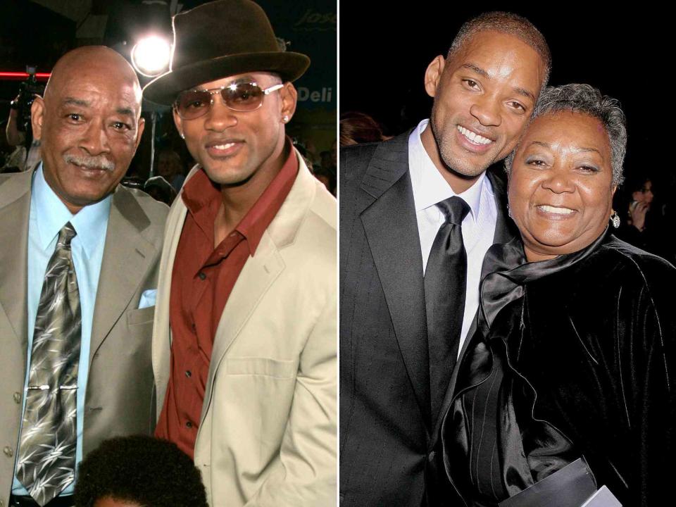 <p>Steve Granitz/WireImage ; Everett Collection Inc / Alamy </p> Will Smith and his father, Willard Smith Sr. ; Will Smith and his mother, Caroline Smith.