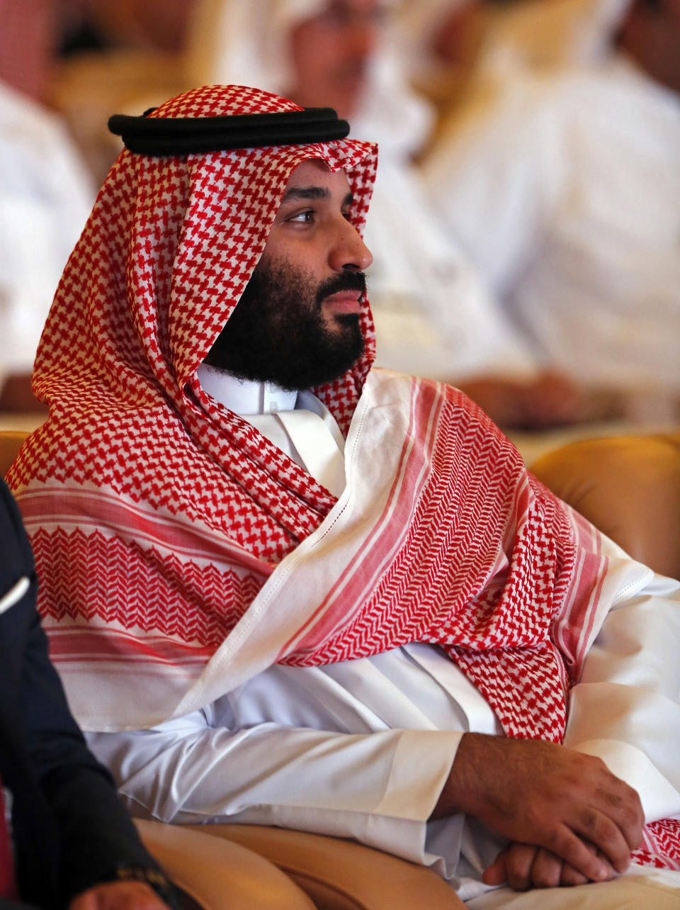 Saudi Crown Prince, Mohammed bin Salman attends the Future Investment Initiative conference, in Riyadh, Saudi Arabia, Tuesday, Oct. 23, 2018. The high-profile economic forum is the kingdom's first major event on the world stage since the killing of writer Jamal Khashoggi at the Saudi Consulate in Istanbul earlier this month. (AP Photo/Amr Nabil)