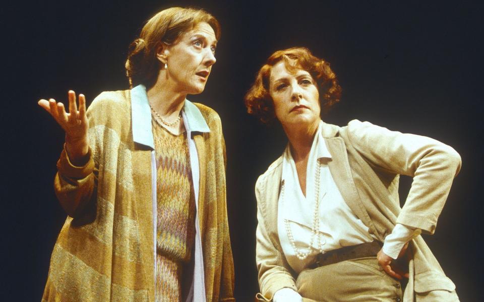 Atkins performs with Penelope Wilton in Vita and Virginia at the Ambassador's Theatre, London in 1993 - Alastair Muir/Shutterstock