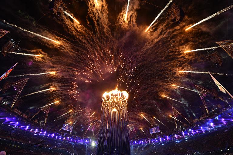 The Olympic cauldron, designed by Thomas Heatherwick, at the opening ceremony of the London Games on August 29, 2012