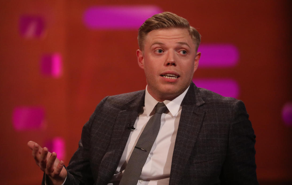 Rob Beckett during the filming for the Graham Norton Show at BBC Studioworks 6 Television Centre, Wood Lane, London, to be aired on BBC One on Friday evening. PRESS ASSOCIATION. Picture date: Thursday February 14, 2019. Photo credit should read: PA Images on behalf of So TV (Photo by Isabel Infantes/PA Images via Getty Images)