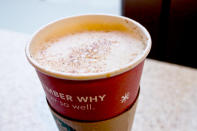 <div class="caption-credit"> Photo by: Credit: Jane Bruce</div><br> <b>Worst Drink at Starbucks: Eggnog Latte</b> <br> Look, we feel your pain: we know you can't resist that eggnog-espresso combination, with the steamed milk and ground nutmeg on top. But the Grande size with whole milk has nearly as many calories as a Big Mac (at 550 calories) with 470 calories - and 22 grams of fat. Even the Tall version with nonfat milk has 350 calories and 15 grams of fat. Note to self: Eggnog is the source of trouble this holiday season. <br>