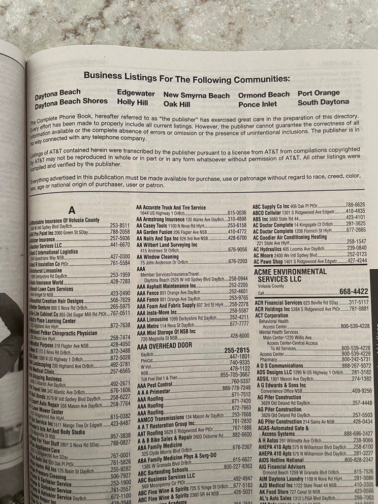 Local business listings for Volusia County in the Complete Phone Book.