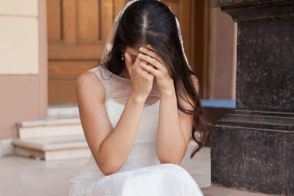 <p>Getty</p> Stock image of sad bride