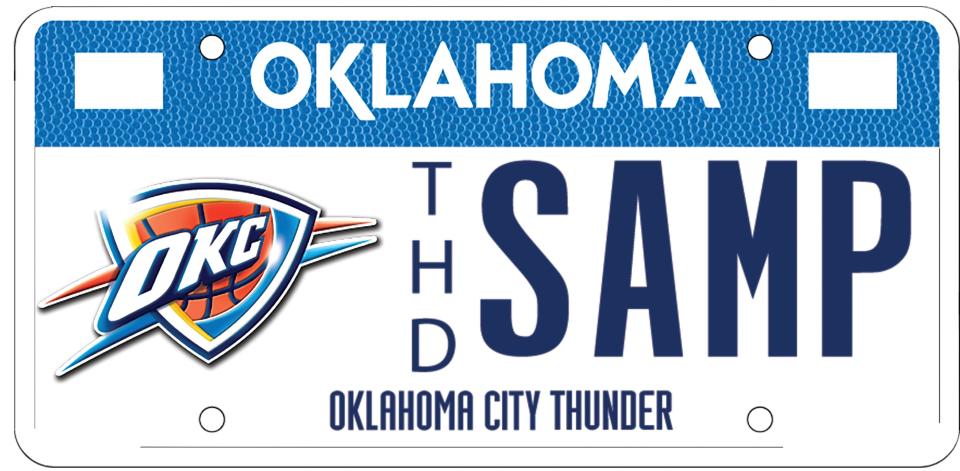 Oklahoma City Thunder license plate: sold 6,238 in 2023 totaling $84,540.