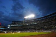 The St. Louis Cardinals play against the New York Mets during the first inning of a baseball game Monday, Sept. 13, 2021, in New York. (AP Photo/Frank Franklin II)