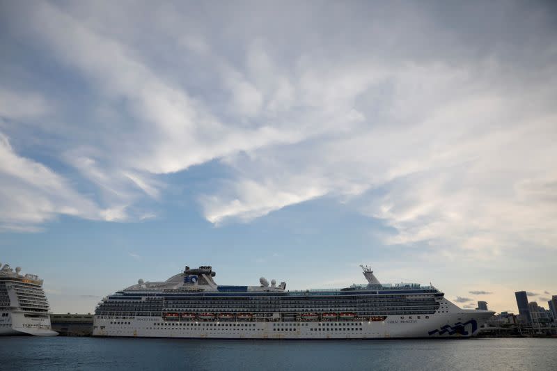 FILE PHOTO: A view of the Coral Princess ship, of Princess Cruises fleet, with patients affected by coronavirus disease (COVID-19), as it docks at Miami Port, in Miami