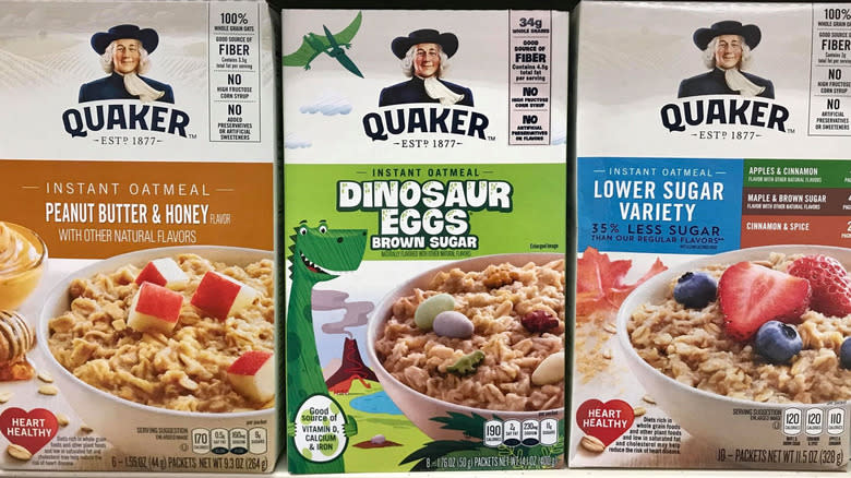 Three boxes of Quaker instant oatmeal