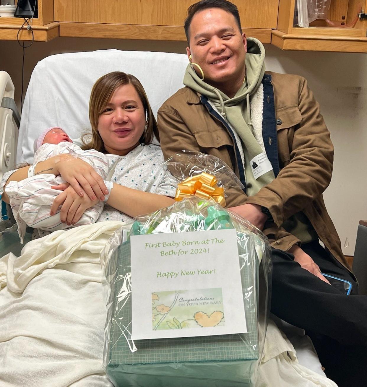 At Newark Beth Israel Medical Center, their New Year’s baby was born at 2:12 a.m. Maria Manganti of Newark gave birth to a girl, weighing in at 7 lbs 5 ounces and measuring 19.5 inches long.