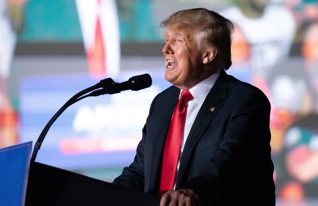 At this event in Perry, Georgia, in September, Trump may have accidentally revealed details of his election scheme.  (Photo: Sean Rayford/Getty Images)