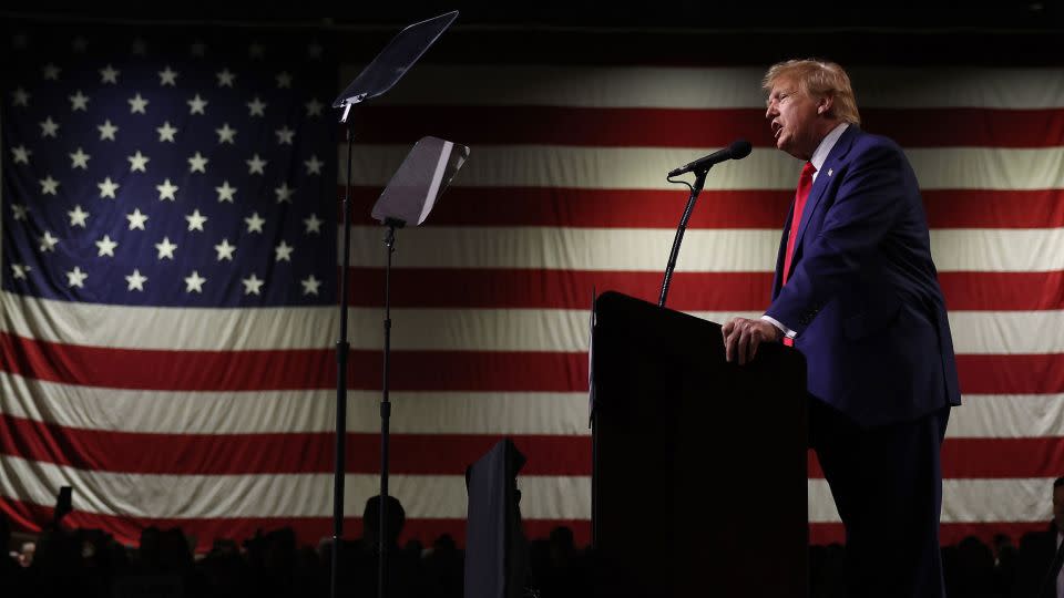 Former President Donald Trump speaks during a campaign rally at the Reno-Sparks Convention Center on December 17, 2023, in Reno, Nevada. - Justin Sullivan/Getty Images
